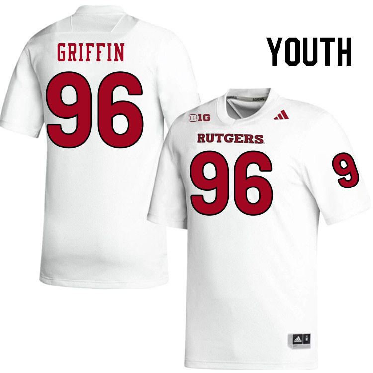 Youth #96 Keshon Griffin Rutgers Scarlet Knights 2024 College Football Jerseys Stitched-White